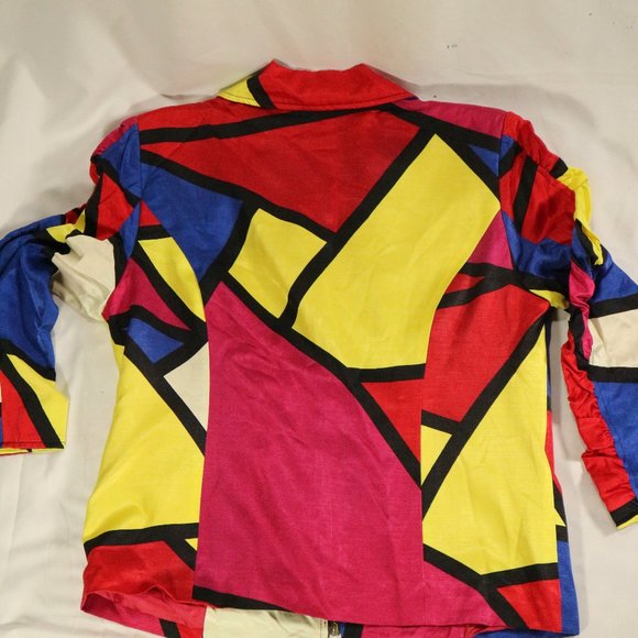 vtg MISHCA Multicolor Geometric Pattern Zip up Jacket Sz MEDIUM - Picture 8 of 13